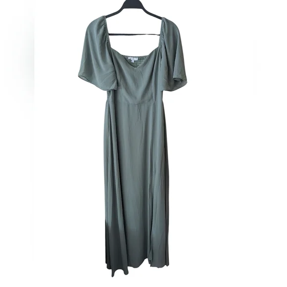 Baltic Born Sierra Sweetheart Maxi Chiffon Flutter Sleeve Dress Size Medium - Picture 2 of 8